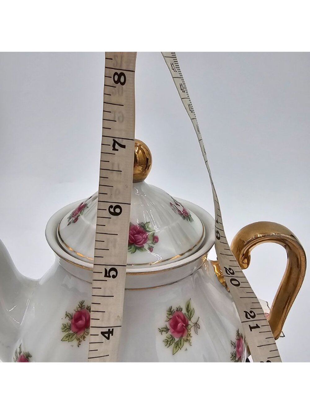 Vtg Minamiyama Seitosho Electric Teapot Rose Pattern Gold Accents Plug Included - Picture 13 of 15